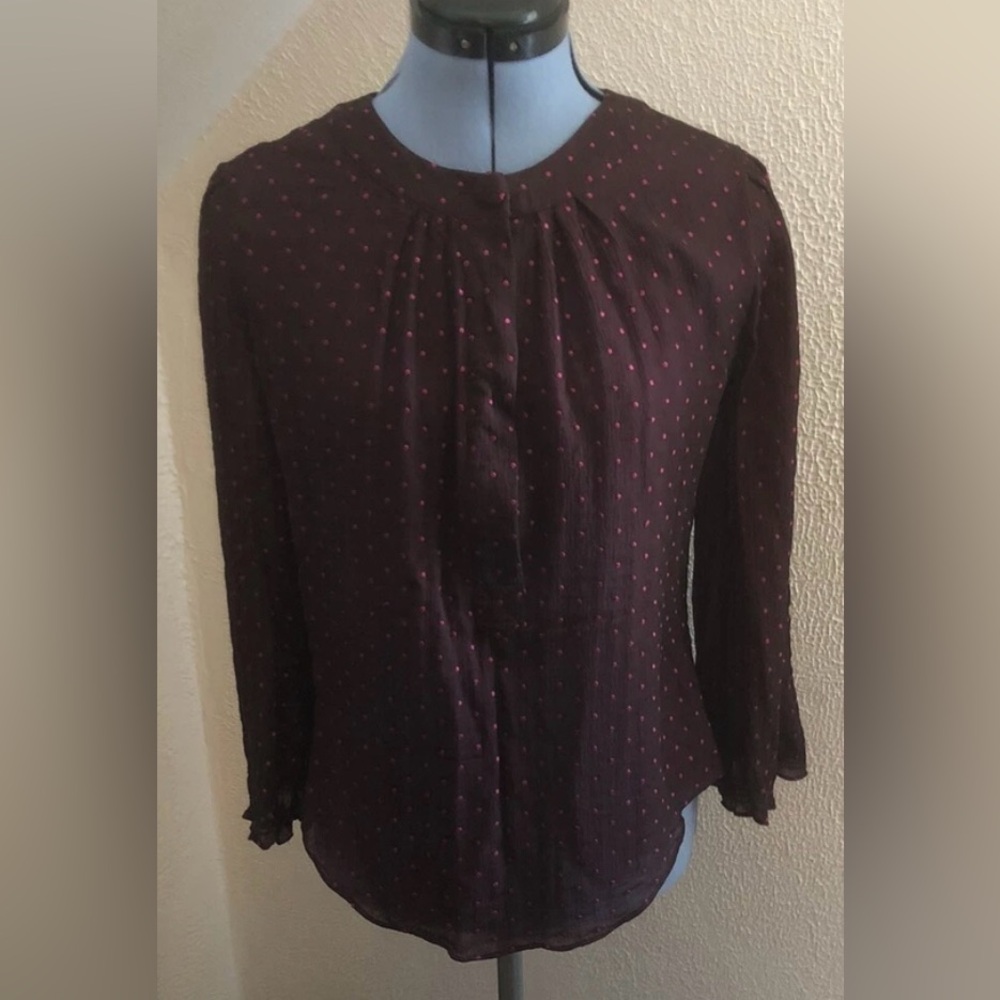 Diane Von Furstenberg Burgundy and Pink Polka Dot Top